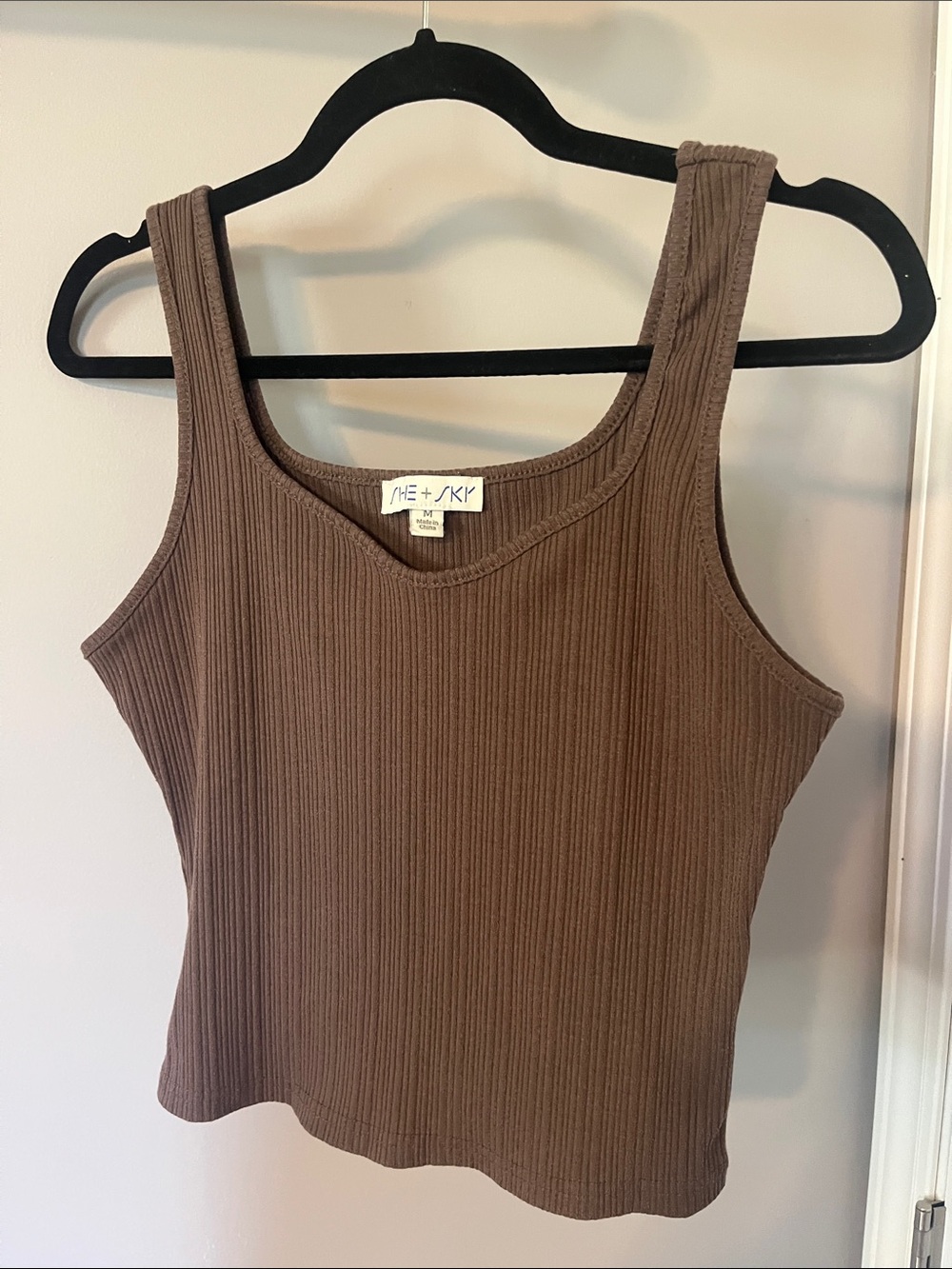 Chocolate Brown Ribbed Tank Top